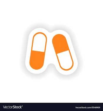 Icon sticker realistic design on paper pills vector image