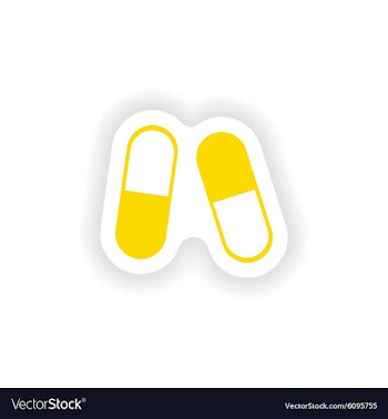 Icon sticker realistic design on paper pills vector image