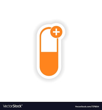 Icon sticker realistic design on paper pills vector image