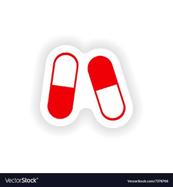 Icon sticker realistic design on paper pills vector image