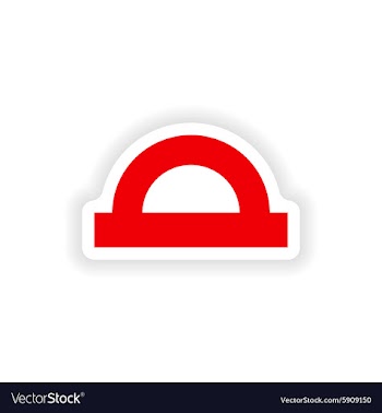 Icon sticker realistic design on paper protractor vector image