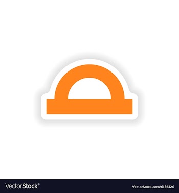 Icon sticker realistic design on paper protractor vector image