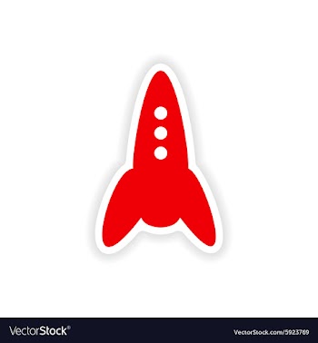 Icon sticker realistic design on paper rocket vector image