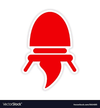 Icon sticker realistic design on paper rocket vector image