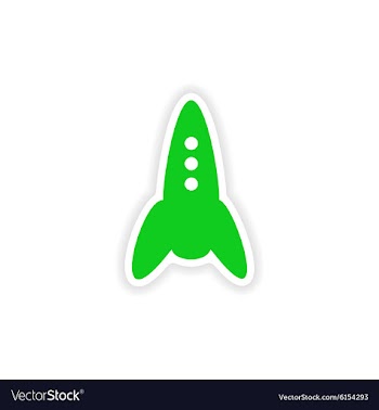Icon sticker realistic design on paper rocket vector image