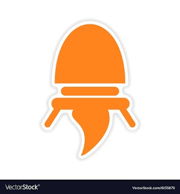 Icon sticker realistic design on paper rocket vector image