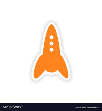 Icon sticker realistic design on paper rocket vector image