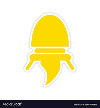 Icon sticker realistic design on paper rocket vector image