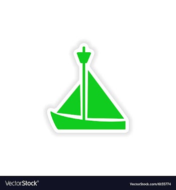Icon sticker realistic design on paper sailing vector image