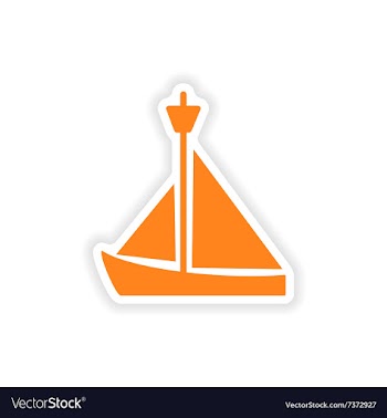 Icon sticker realistic design on paper sailing vector image