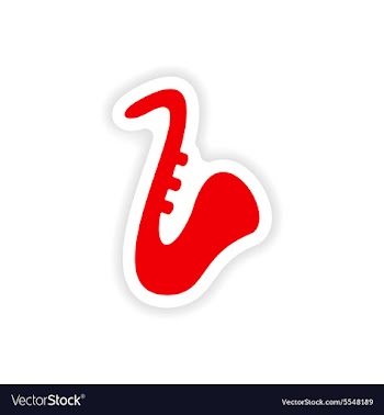 Icon sticker realistic design on paper saxophone vector image