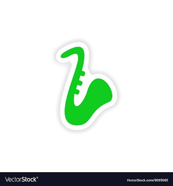 Icon sticker realistic design on paper saxophone vector image