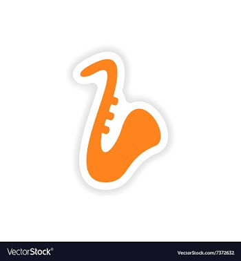 Icon sticker realistic design on paper saxophone vector image