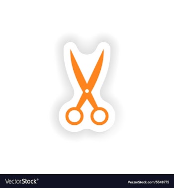Icon sticker realistic design on paper scissors vector image