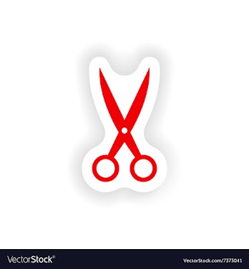 Icon sticker realistic design on paper scissors vector image