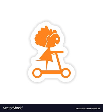 Icon sticker realistic design on paper scooter vector image