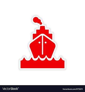 Icon sticker realistic design on paper sea ship vector image
