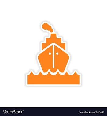 Icon sticker realistic design on paper sea ship vector image