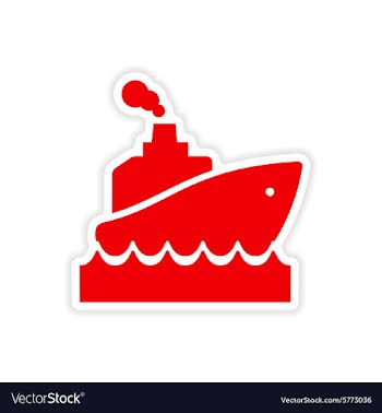 Icon sticker realistic design on paper ship wave vector image