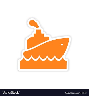 Icon sticker realistic design on paper ship wave vector image