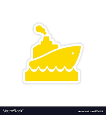 Icon sticker realistic design on paper ship wave vector image