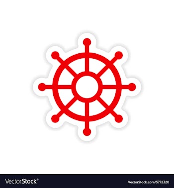 Icon sticker realistic design on paper ship wheel vector image