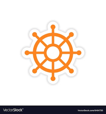 Icon sticker realistic design on paper ship wheel vector image