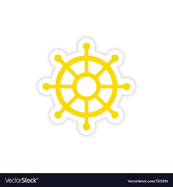 Icon sticker realistic design on paper ship wheel vector image