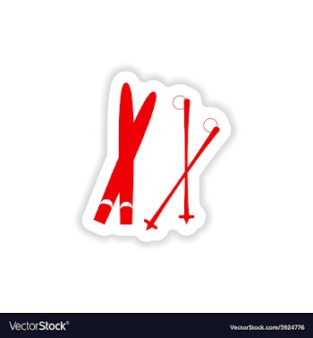 Icon sticker realistic design on paper skis vector image