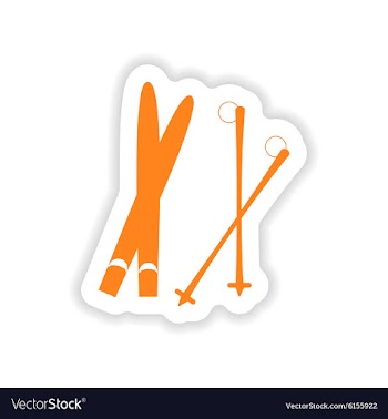 Icon sticker realistic design on paper skis vector image