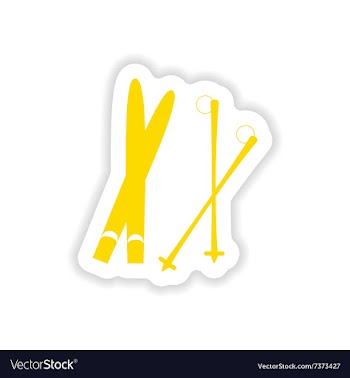 Icon sticker realistic design on paper skis vector image