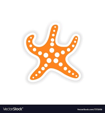 Icon sticker realistic design on paper starfish vector image