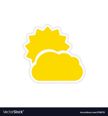 Icon sticker realistic design on paper sun cloud vector image