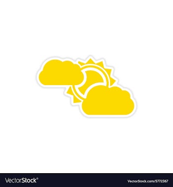 Icon sticker realistic design on paper sun cloud vector image