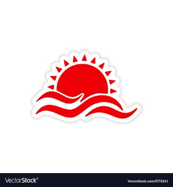 Icon sticker realistic design on paper sun Sea vector image