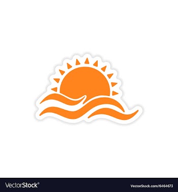 Icon sticker realistic design on paper sun Sea vector image