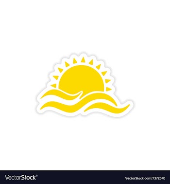 Icon sticker realistic design on paper sun Sea vector image