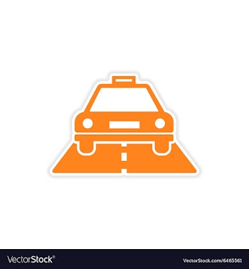 Icon sticker realistic design on paper taxi car vector image