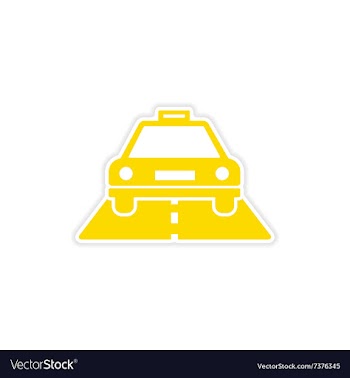 Icon sticker realistic design on paper taxi car vector image