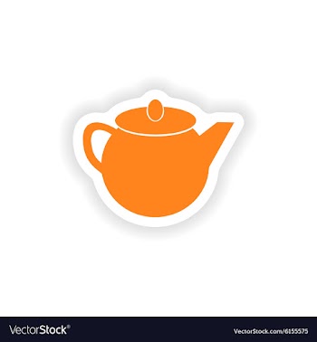 Icon sticker realistic design on paper teapot vector image