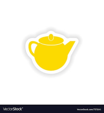 Icon sticker realistic design on paper teapot vector image