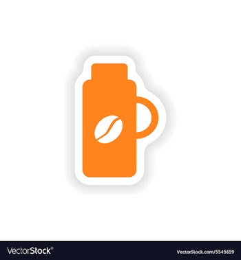 Icon sticker realistic design on paper thermos vector image