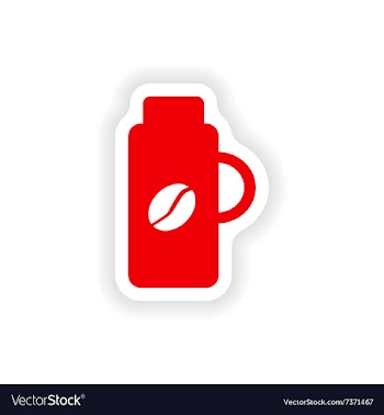 Icon sticker realistic design on paper thermos vector image