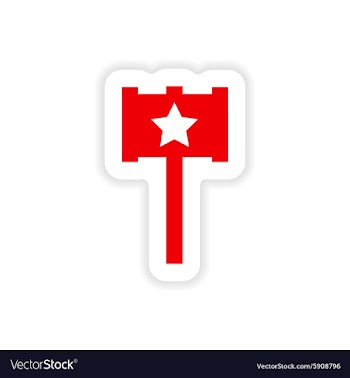 Icon sticker realistic design on paper toy hammer vector image