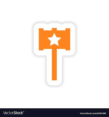 Icon sticker realistic design on paper toy hammer vector image