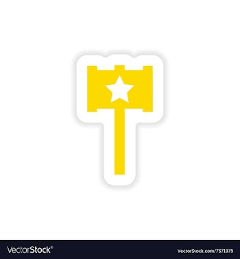 Icon sticker realistic design on paper toy hammer vector image