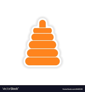 Icon sticker realistic design on paper toy pyramid vector image