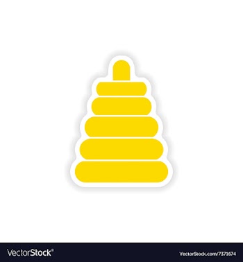 Icon sticker realistic design on paper toy pyramid vector image