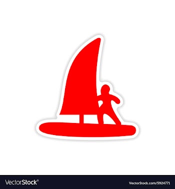 Icon sticker realistic design on paper windsurfing vector image
