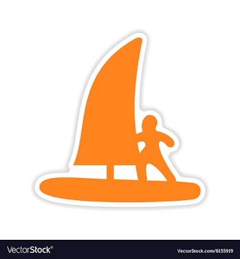 Icon sticker realistic design on paper windsurfing vector image